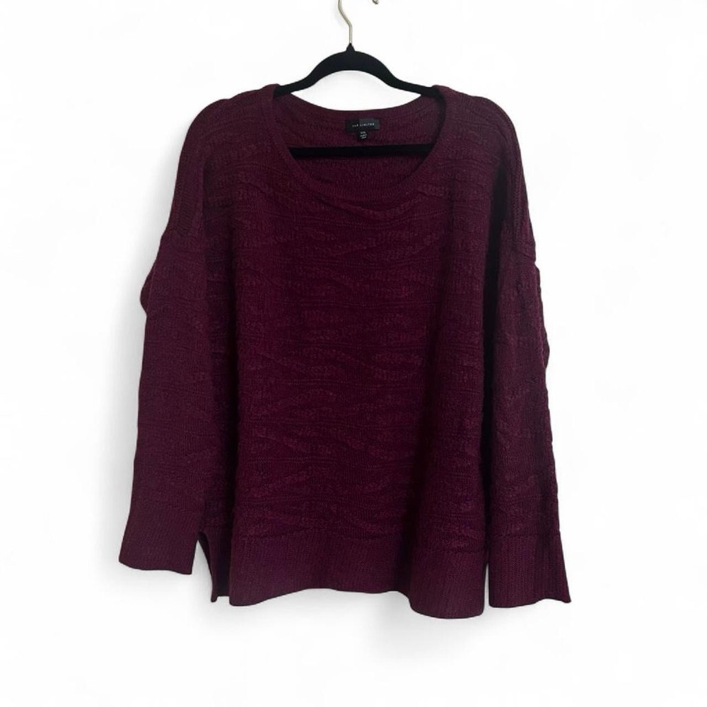 The Limited Burgundy Sweater Women XXL Textured‎ Knit Crew Neck Long Sleeve